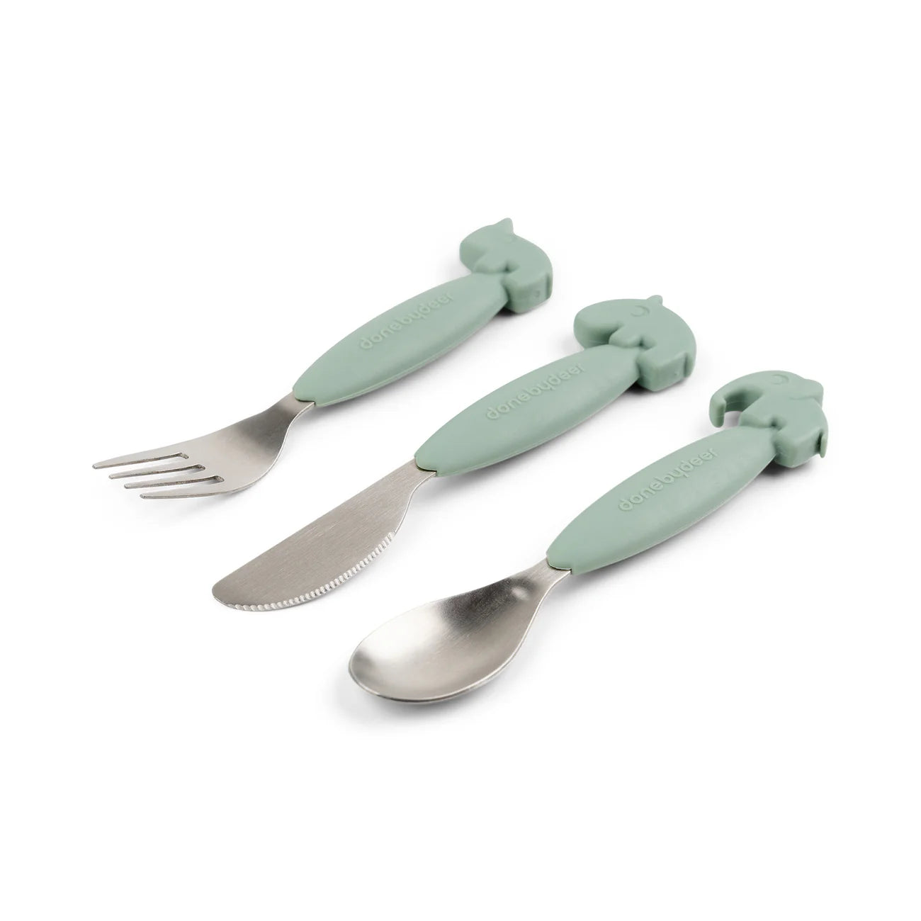 Done by Deer - Easy-grip cutlery set Deer friends Green