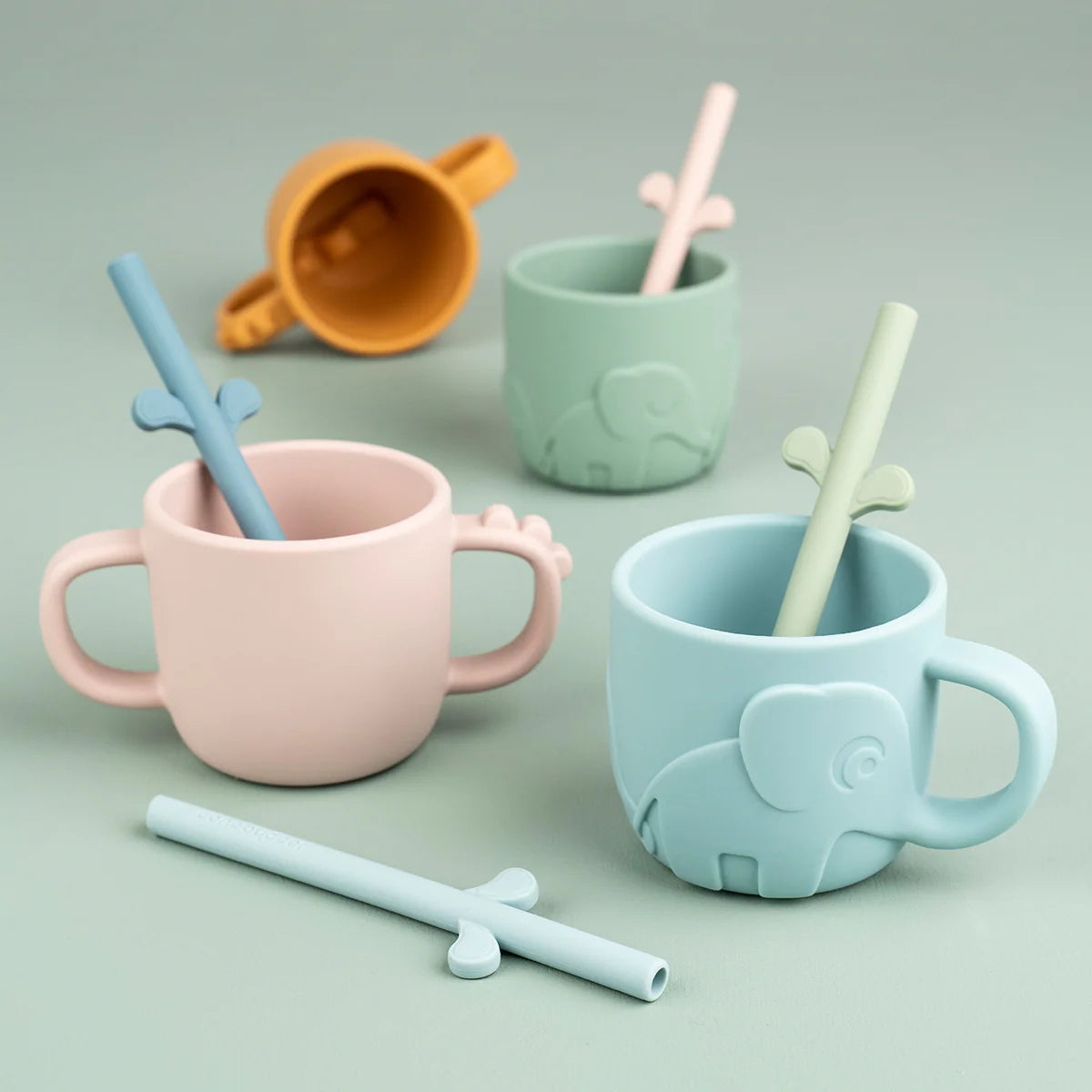 Done by Deer - Peekaboo silicone straw 5-pack Blue mix