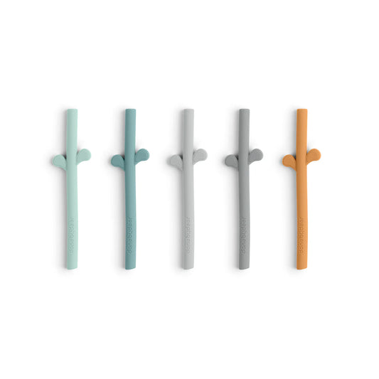 Done by Deer - Peekaboo silicone straw 5-pack Blue mix