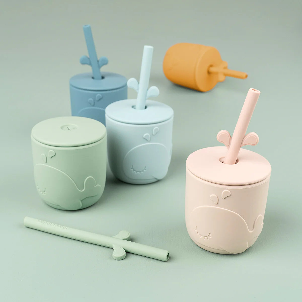 Done by Deer - Peekaboo straw cup 2-pack Wally Green