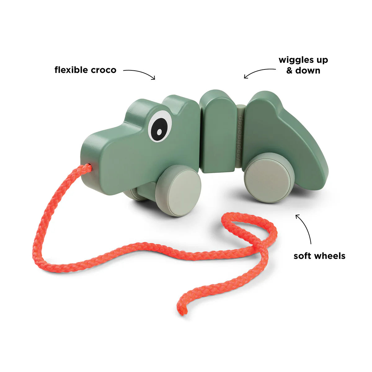 Done by Deer - Pull along wiggle toy Croco Green