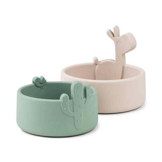 Done by Deer - Silicone bowl set 2 pcs Lalee Sand/Green