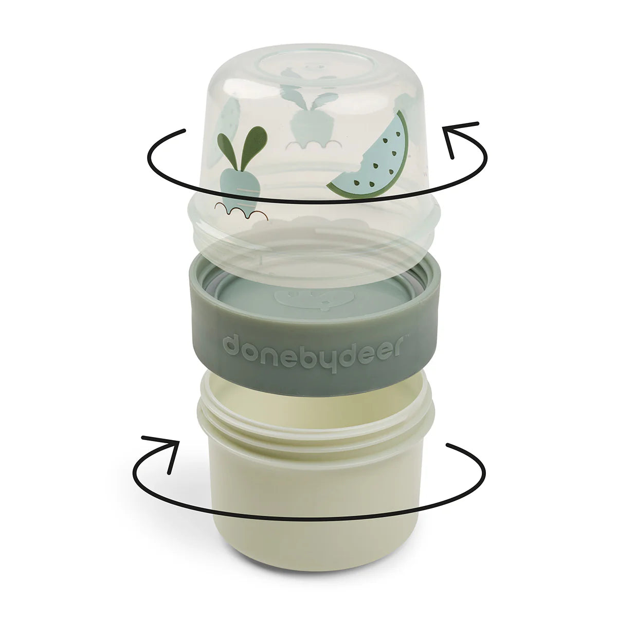 Done by Deer - To go 2-way snack container S Birdee Green